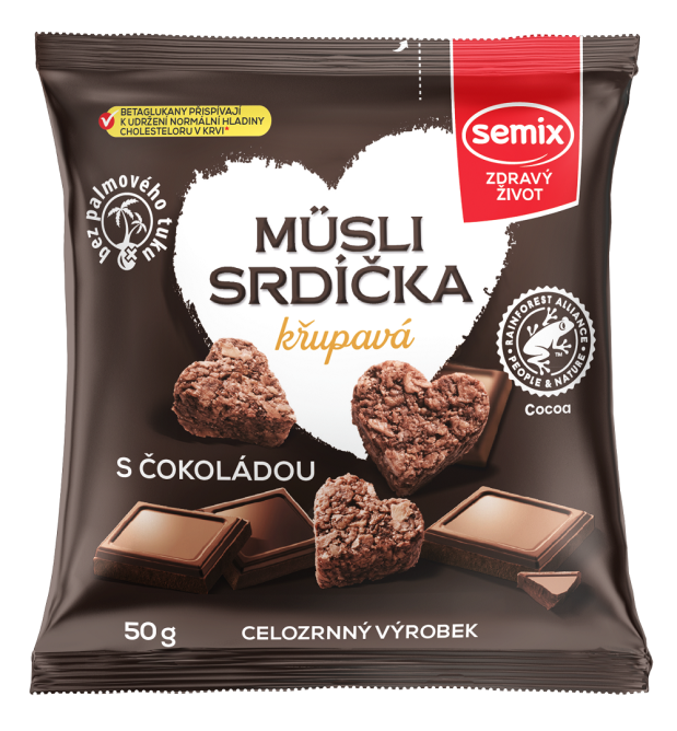 Müsli srdíčka s čokoládou